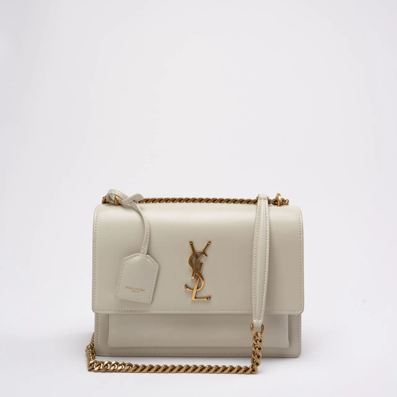 Saint Laurent White Calfskin Medium Monogram Sunset 2021
