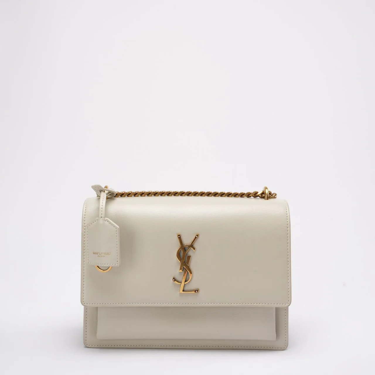 Saint Laurent White Calfskin Medium Monogram Sunset 2021