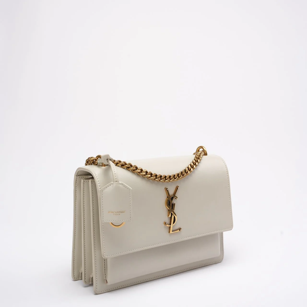 Saint Laurent White Calfskin Medium Monogram Sunset 2021