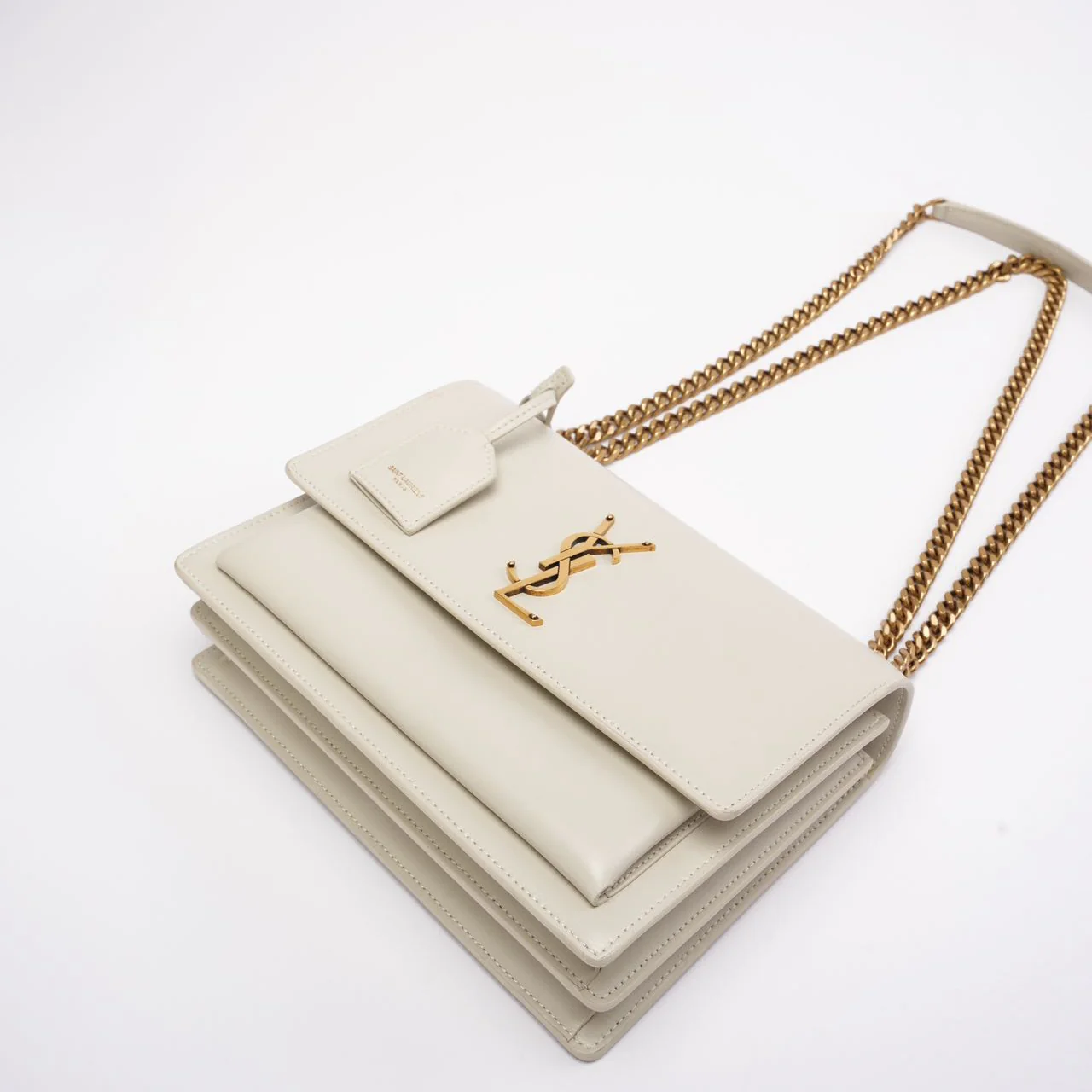 Saint Laurent White Calfskin Medium Monogram Sunset 2021