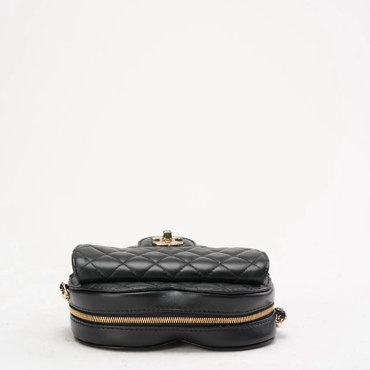 Chanel Black Lambskin Quilted CC in Love Heart Clutch with Chain 2022