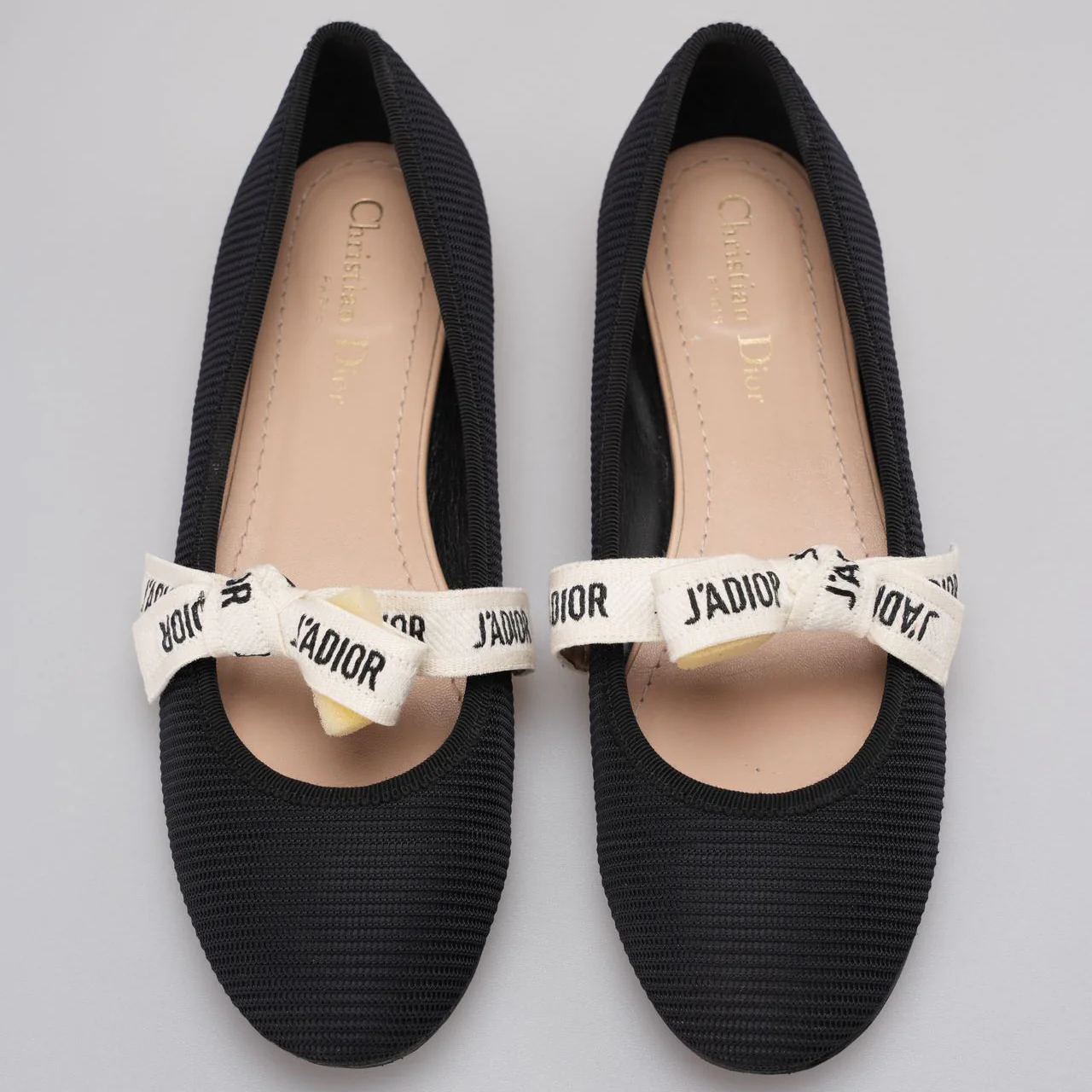 Christian Dior Mary Jane Ballet Flats with Bow Accents In Black, EU 38.5