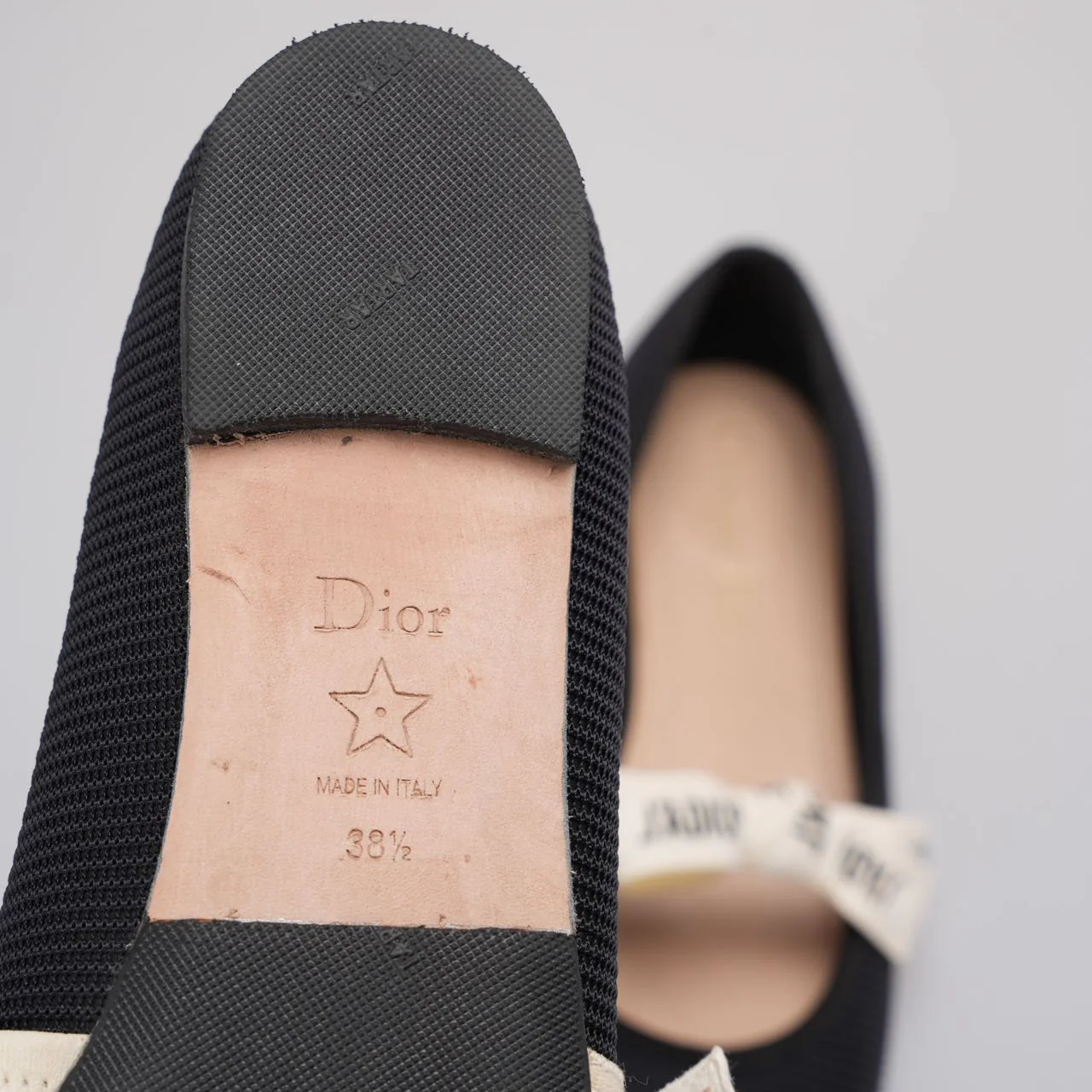 Christian Dior Mary Jane Ballet Flats with Bow Accents In Black, EU 38.5