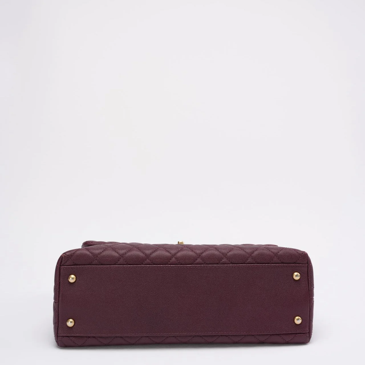 Chanel Burgundy Quilted Coco Lizard Handle Flap Caviar 2017