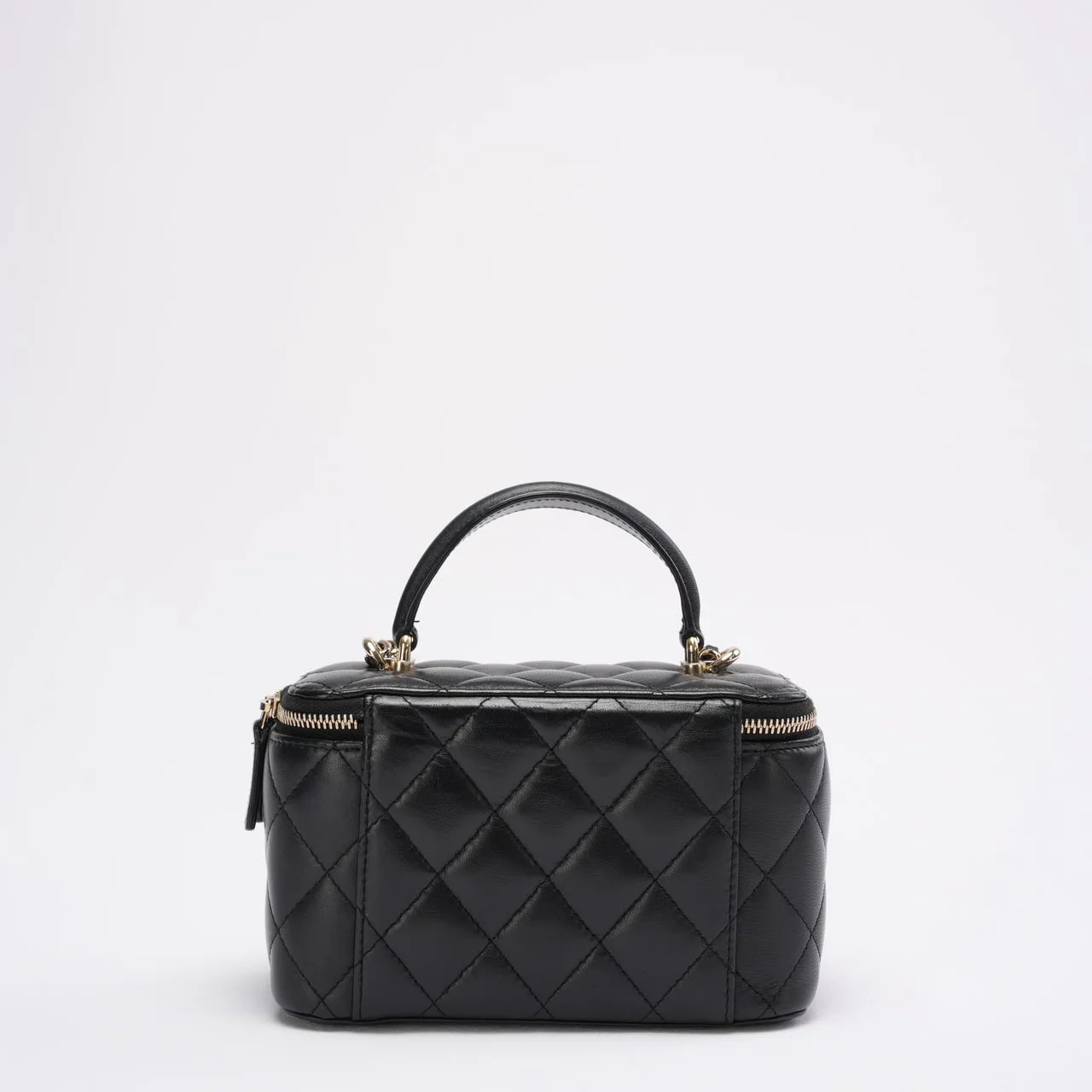 Chanel Black Small Lambskin Top Handle Vanity Case