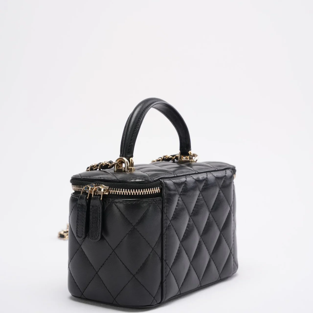 Chanel Black Small Lambskin Top Handle Vanity Case