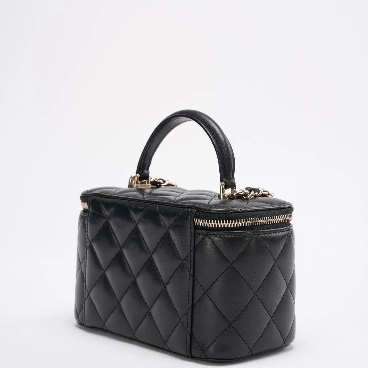 Chanel Black Small Lambskin Top Handle Vanity Case