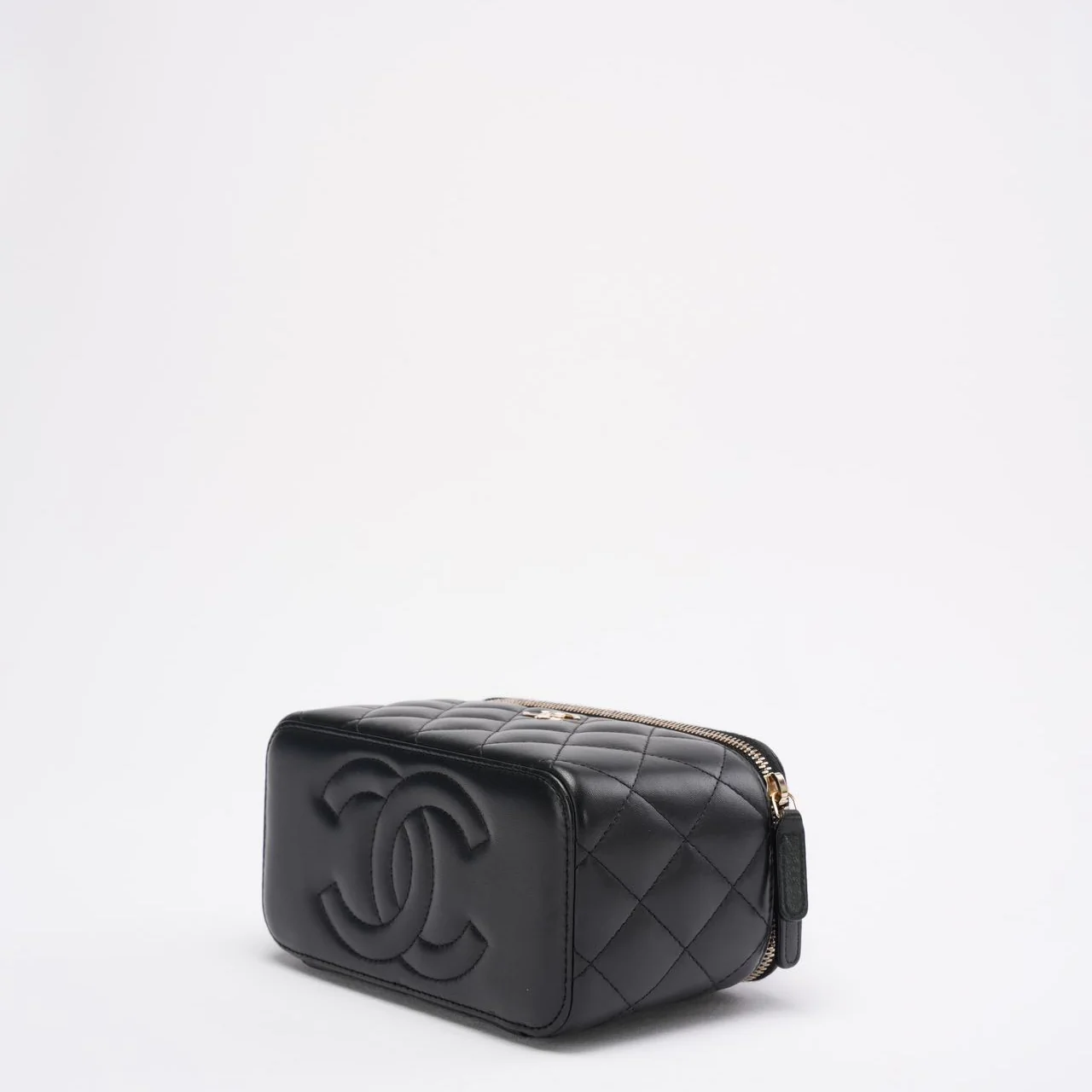 Chanel Black Small Lambskin Top Handle Vanity Case