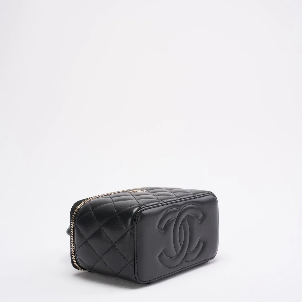 Chanel Black Small Lambskin Top Handle Vanity Case