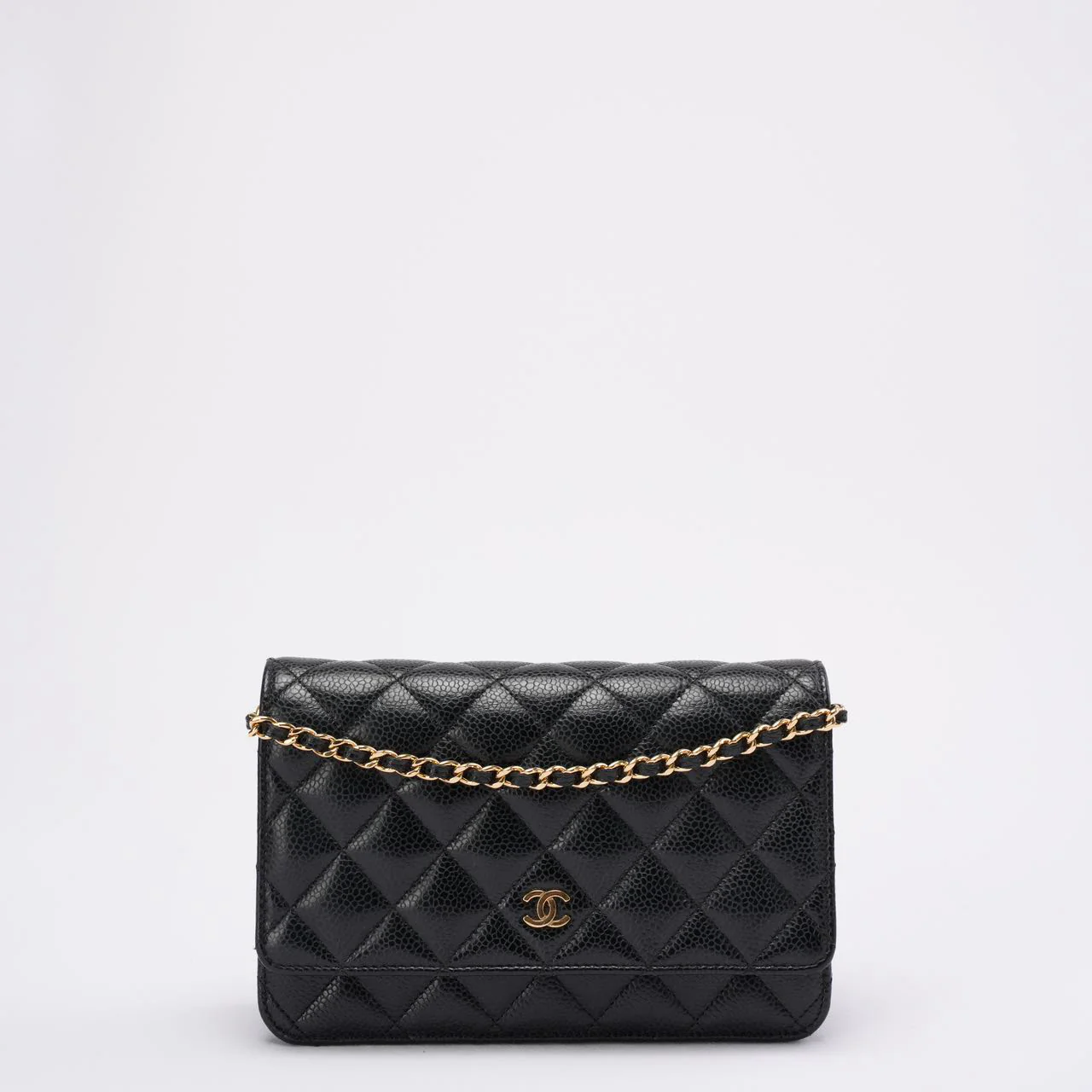 Chanel Black Quilted Caviar Leather Classic Wallet on Chain 2021