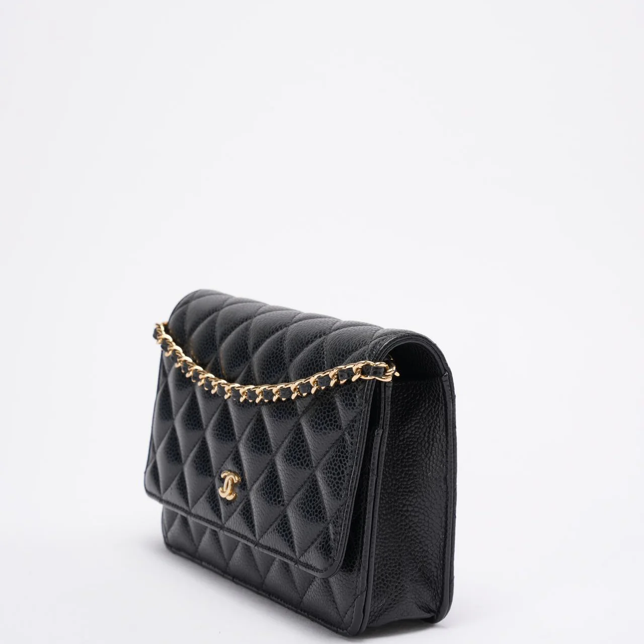 Chanel Black Quilted Caviar Leather Classic Wallet on Chain 2021