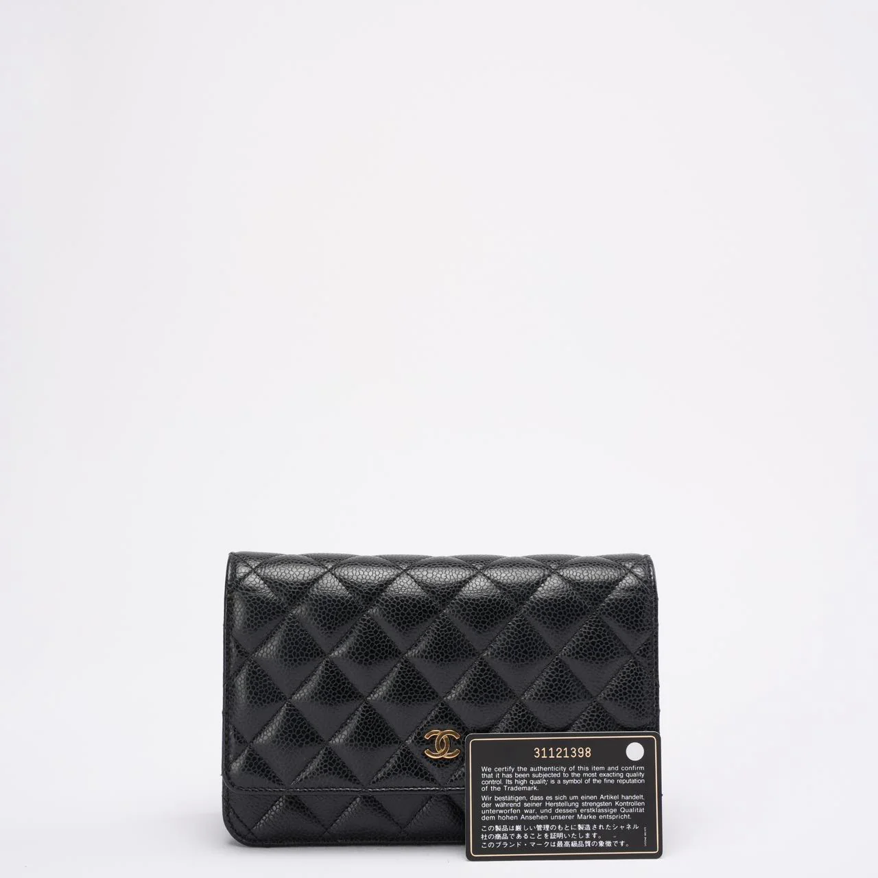 Chanel Black Quilted Caviar Leather Classic Wallet on Chain 2021