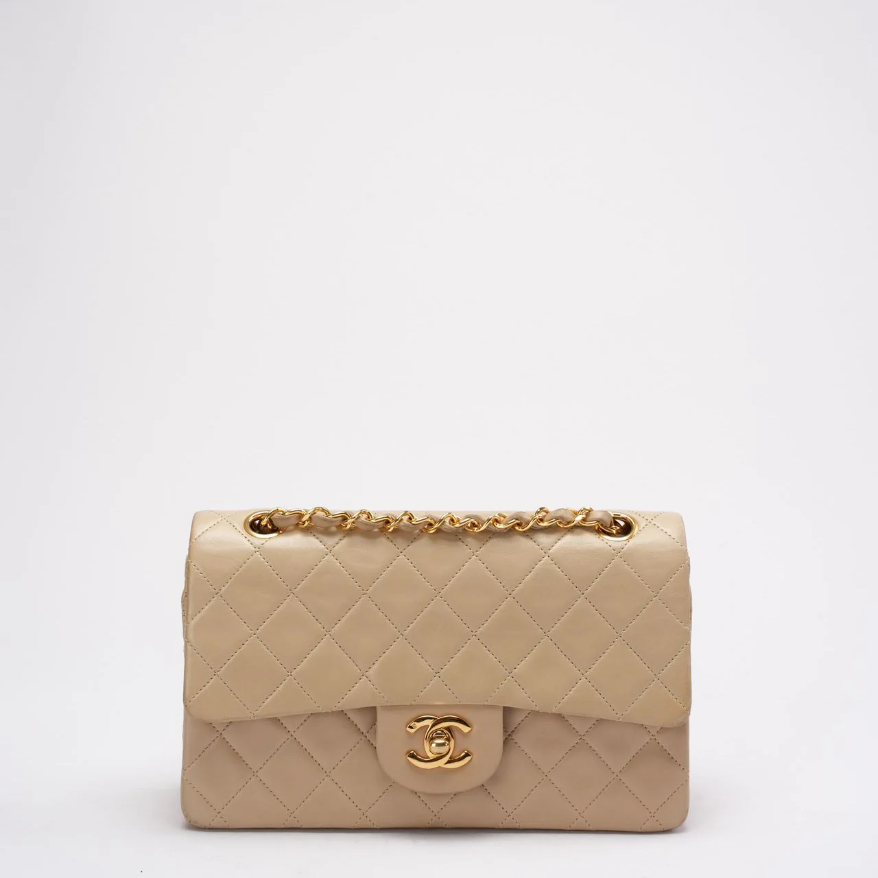 Chanel Vintage Beige Small Classic Double Flap Bag 1994