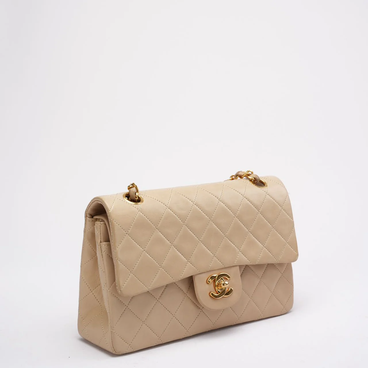 Chanel Vintage Beige Small Classic Double Flap Bag 1994