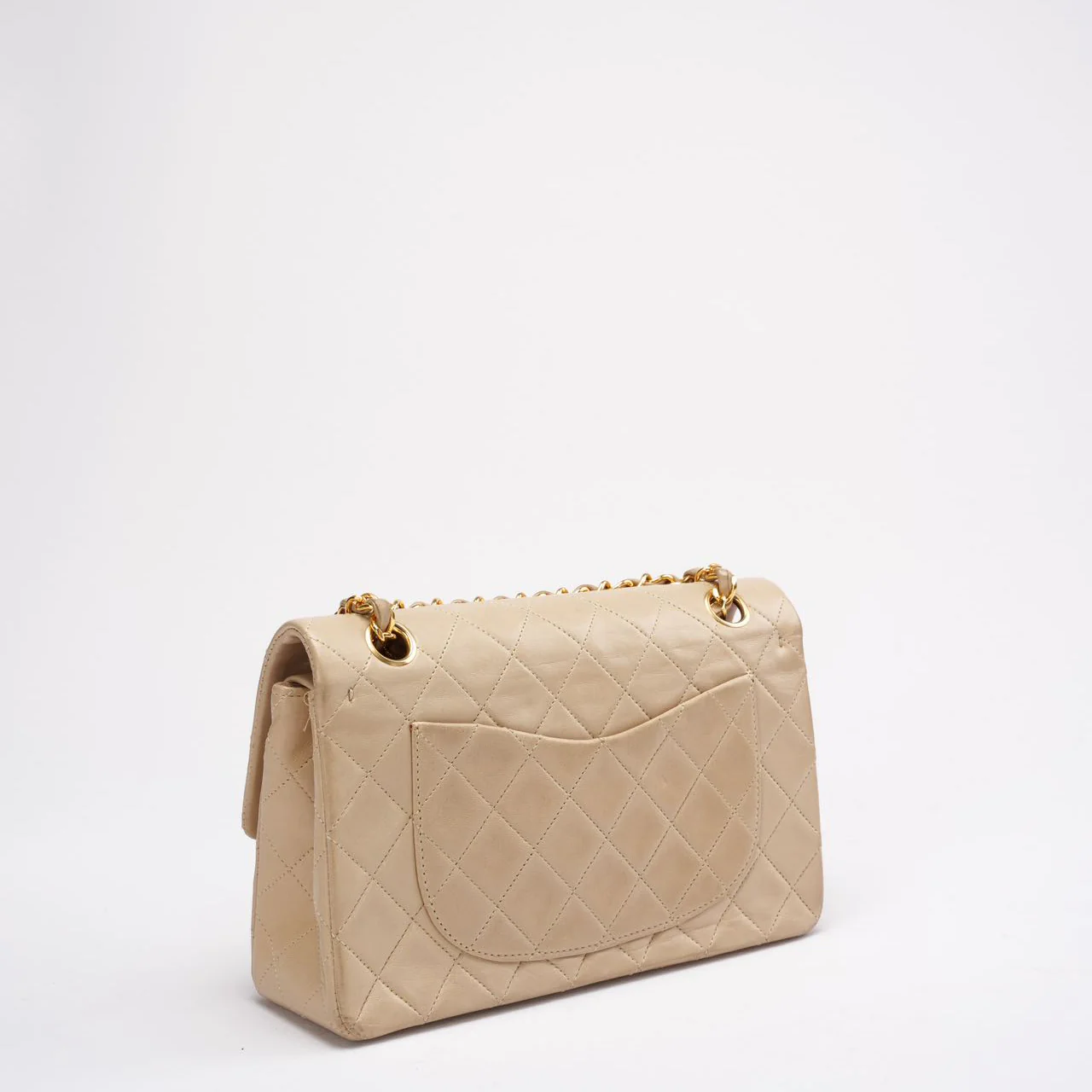 Chanel Vintage Beige Small Classic Double Flap Bag 1994