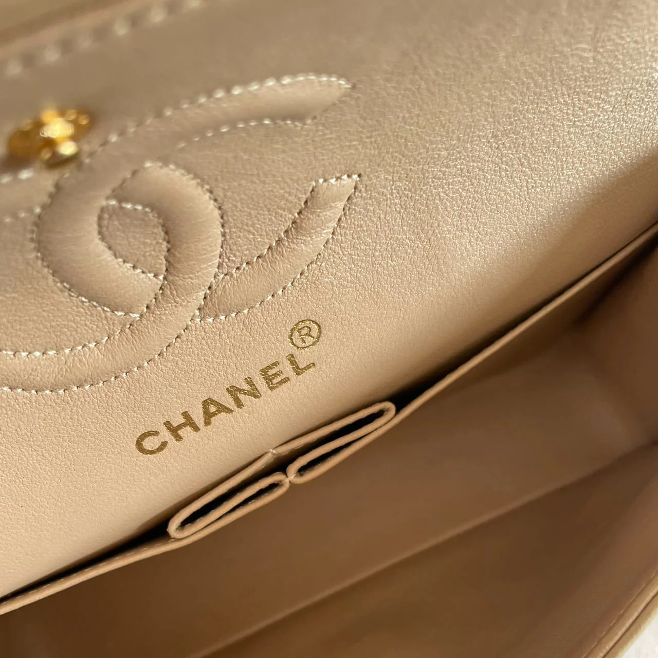 Chanel Vintage Beige Small Classic Double Flap Bag 1994