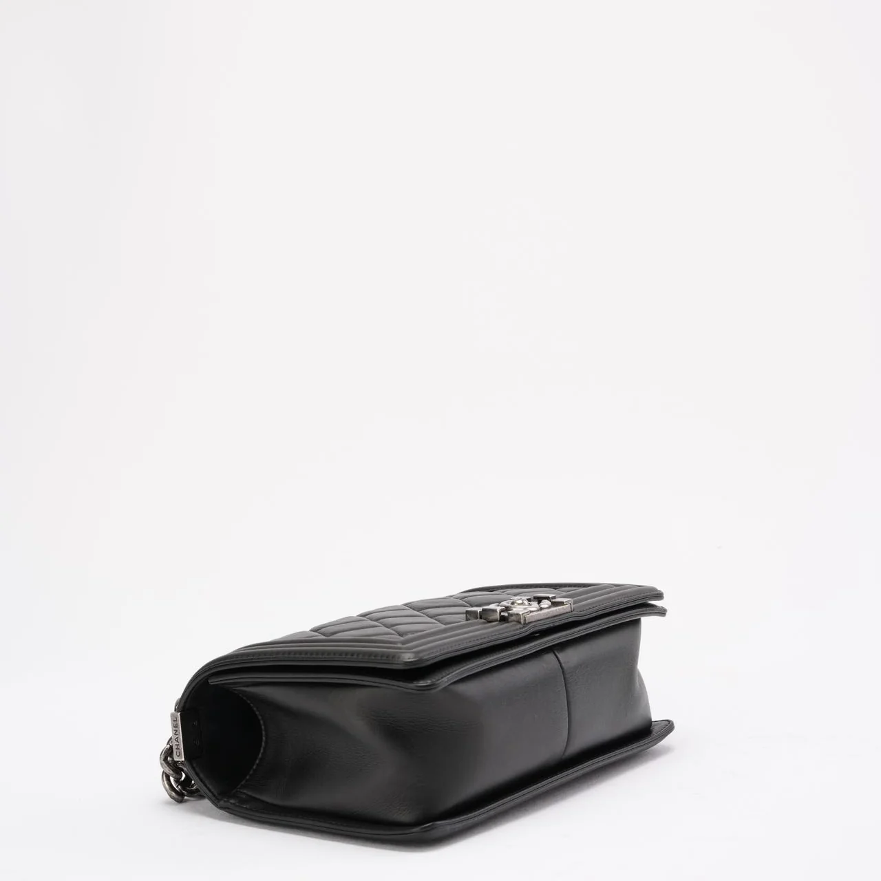 Chanel Boy Medium Black Flap Bag Quilted Lambskin 2014