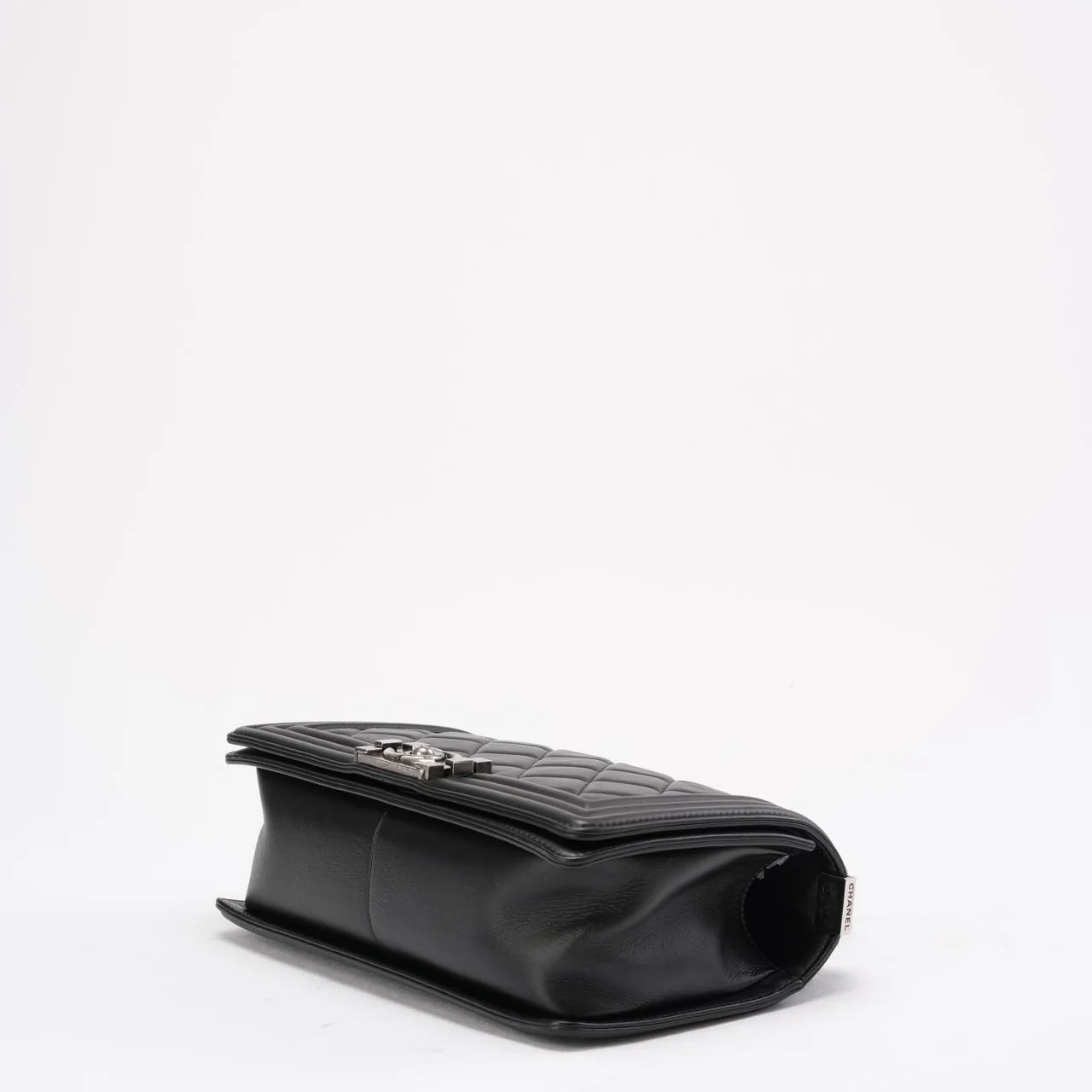 Chanel Boy Medium Black Flap Bag Quilted Lambskin 2014