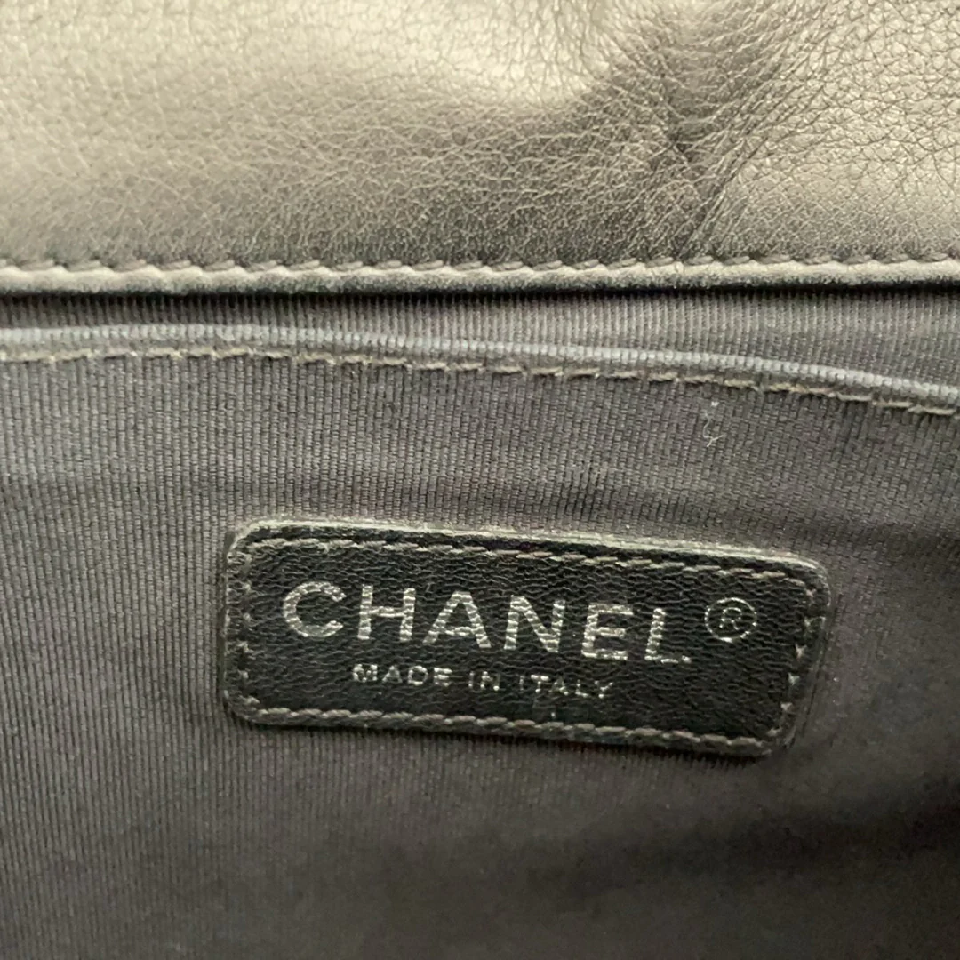 Chanel Boy Medium Black Flap Bag Quilted Lambskin 2014