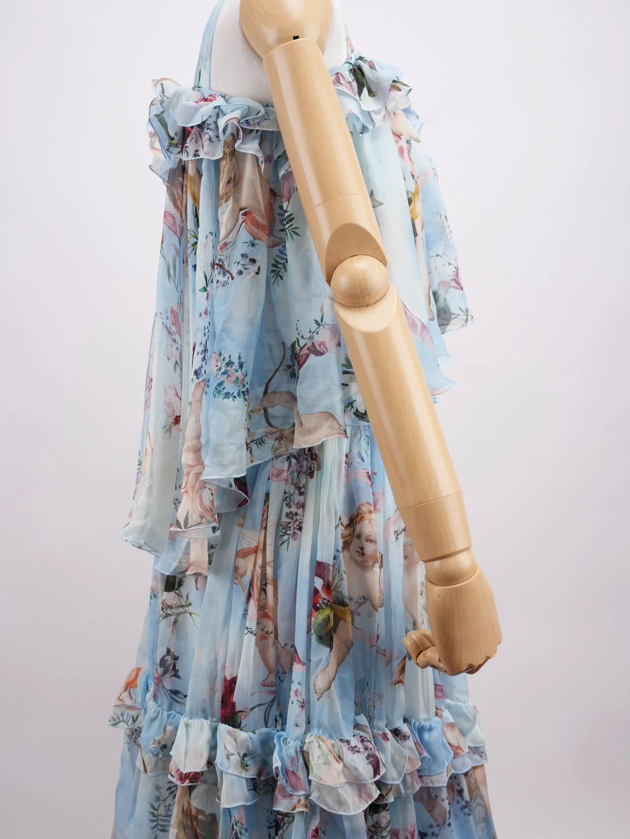 Dolce Gabbana Blue Angle Printed Silk Pleated Midi Dress Blue and Multicolor 38