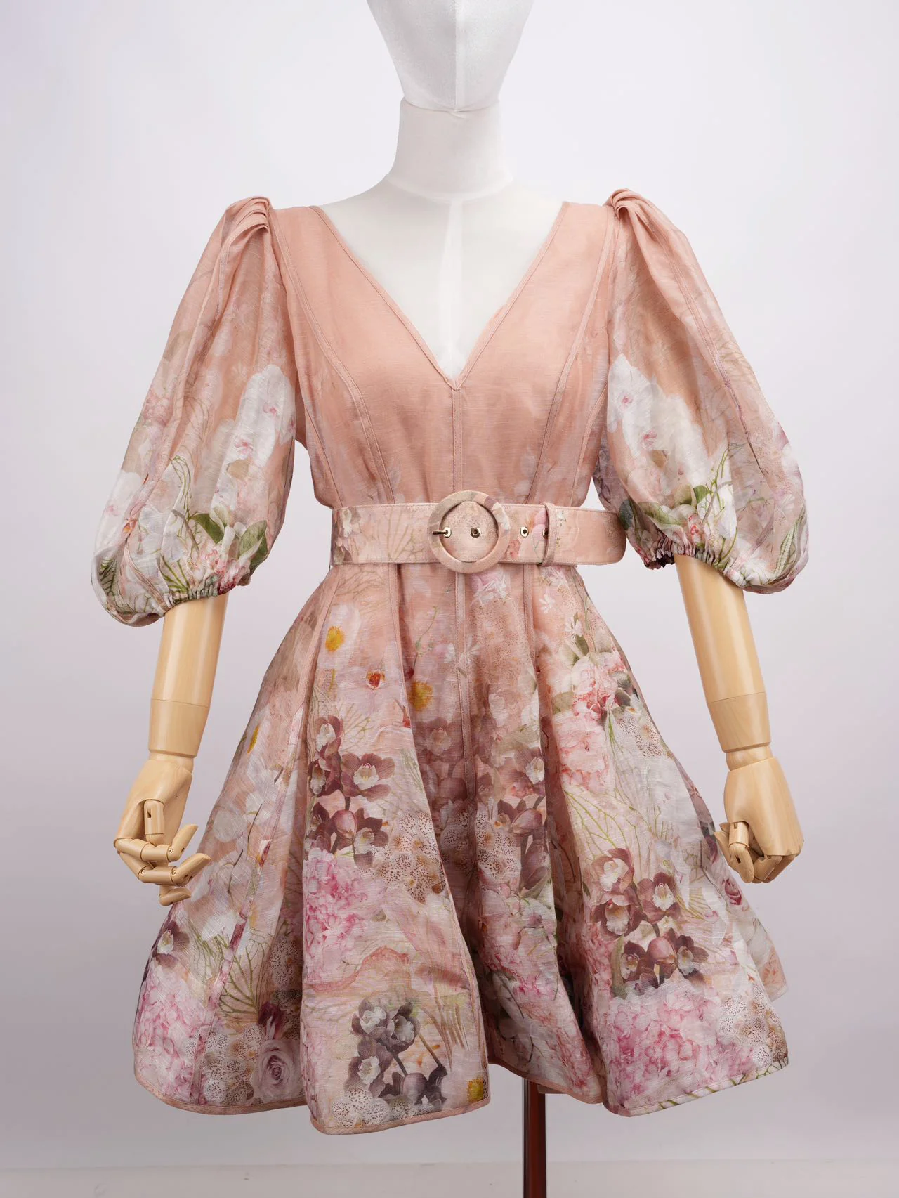 Zimmermann Women's Dancer Floral Puff-Sleeve Mini Dress size 2