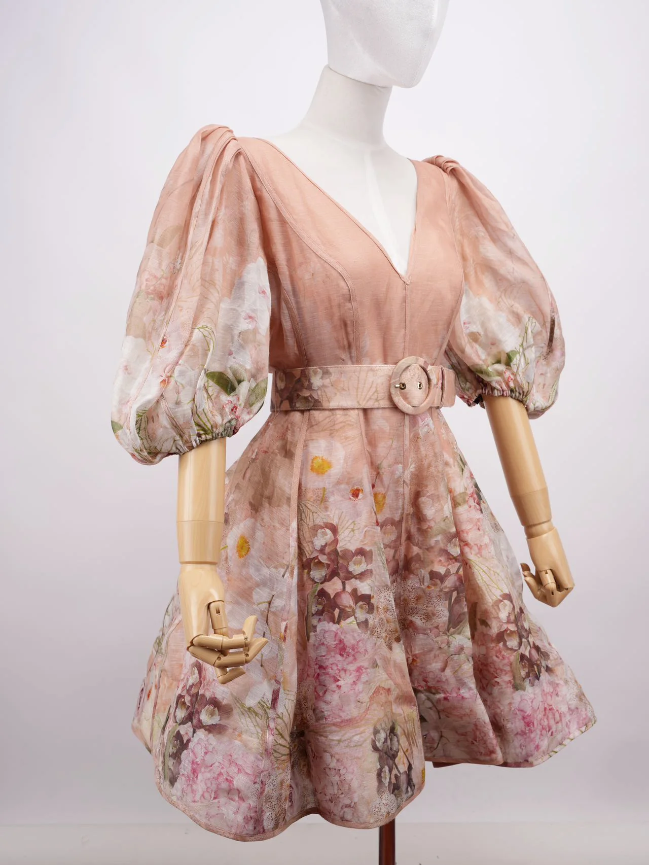 Zimmermann Women's Dancer Floral Puff-Sleeve Mini Dress size 2