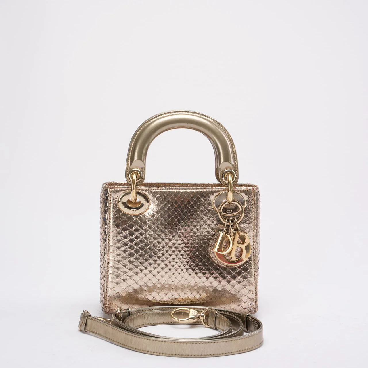 preloved dior lady dior mini golden bag