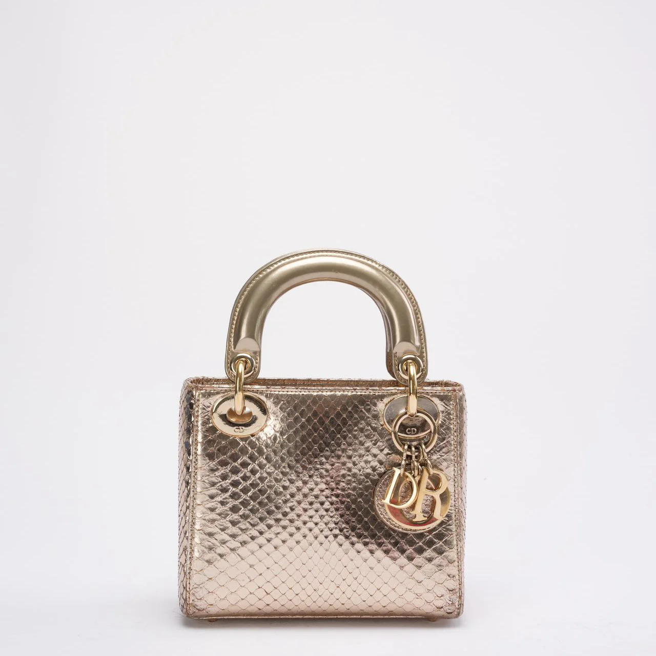 Dior Mini Lady Dior Bag Gold in Python Leather 2014