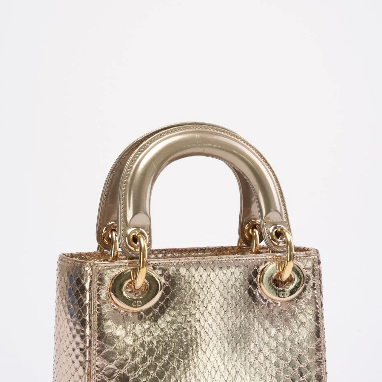 Dior Mini Lady Dior Bag Gold in Python Leather 2014