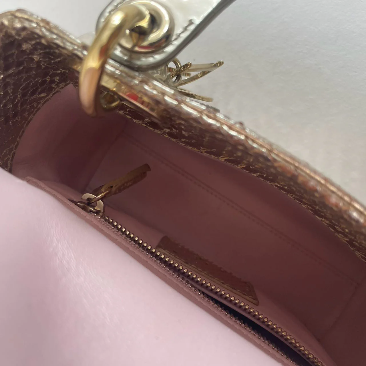 Dior Mini Lady Dior Bag Gold in Python Leather 2014