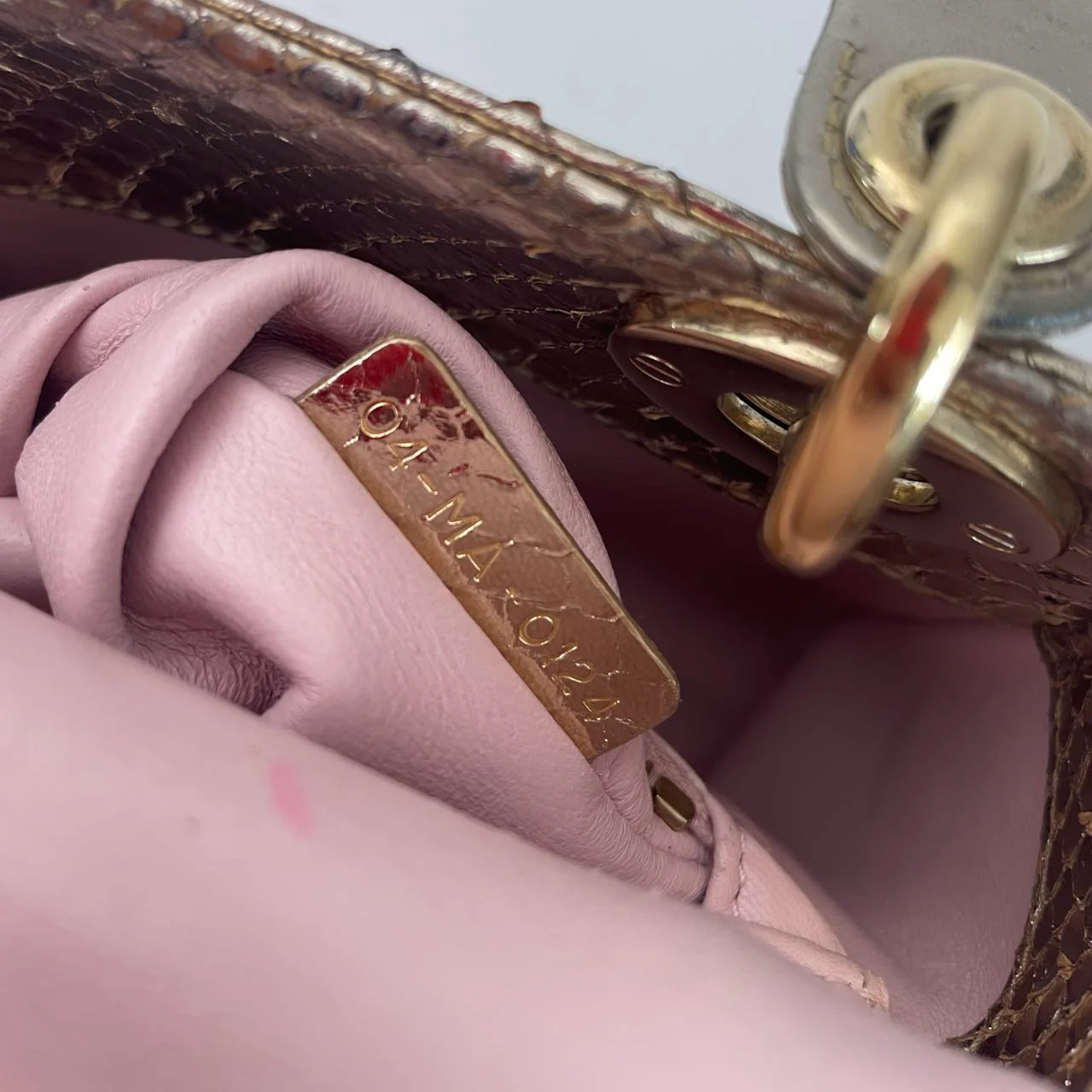 Dior Mini Lady Dior Bag Gold in Python Leather 2014