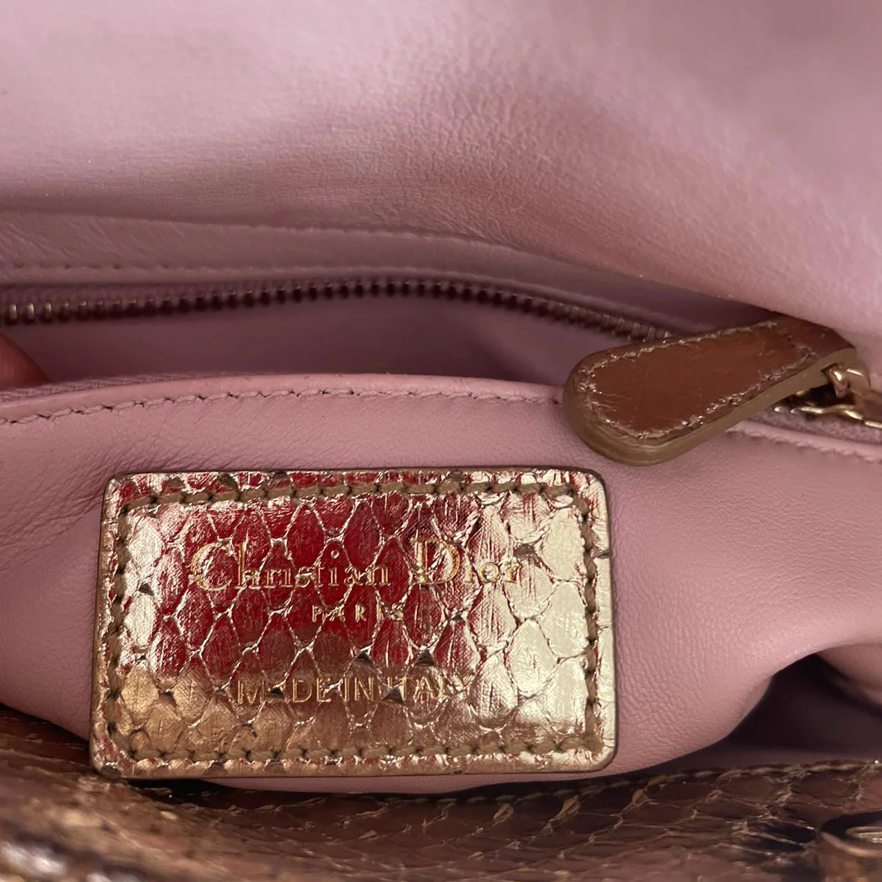 Dior Mini Lady Dior Bag Gold in Python Leather 2014