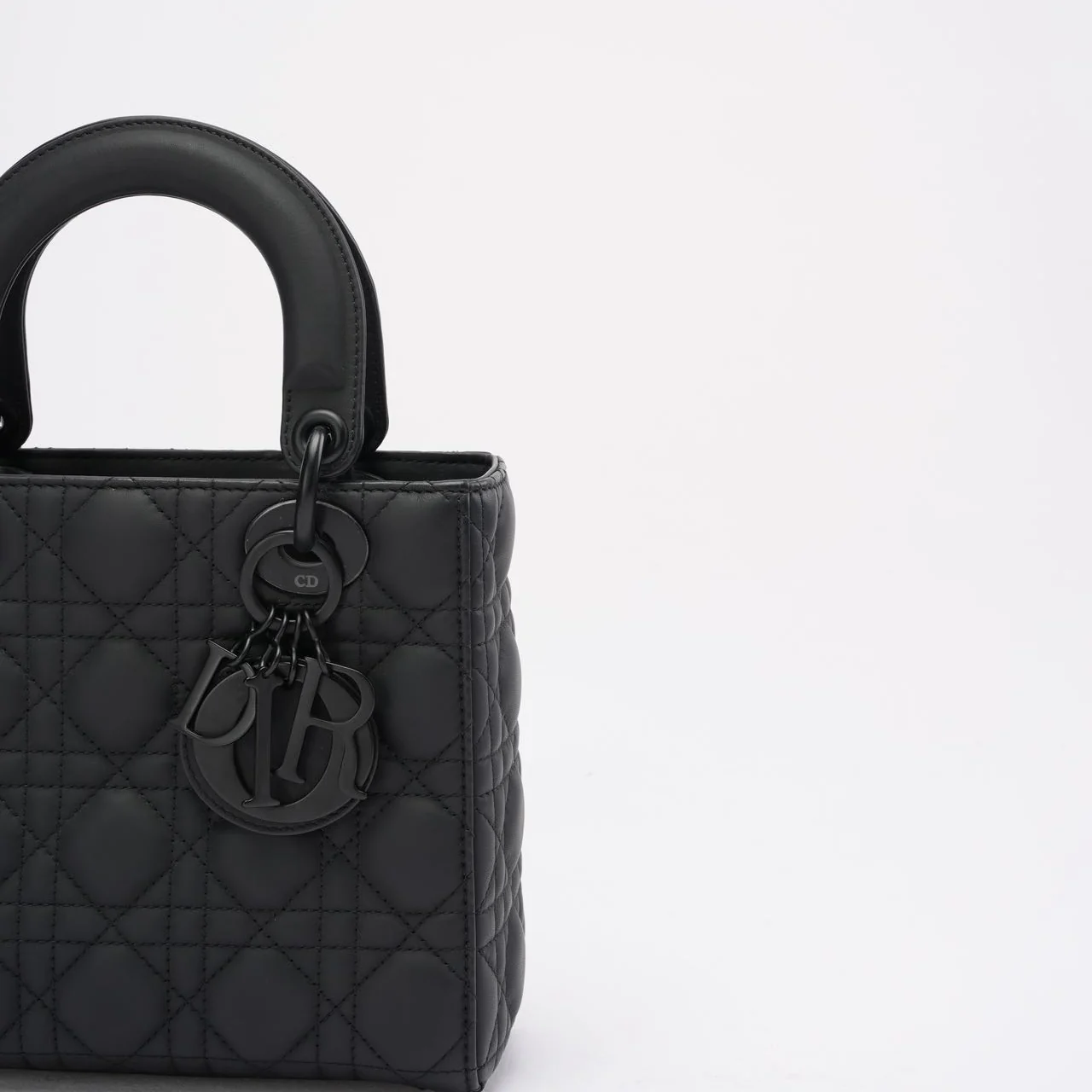 Christian Dior Lady Dior Small Matte Black Tonal Bag 2021