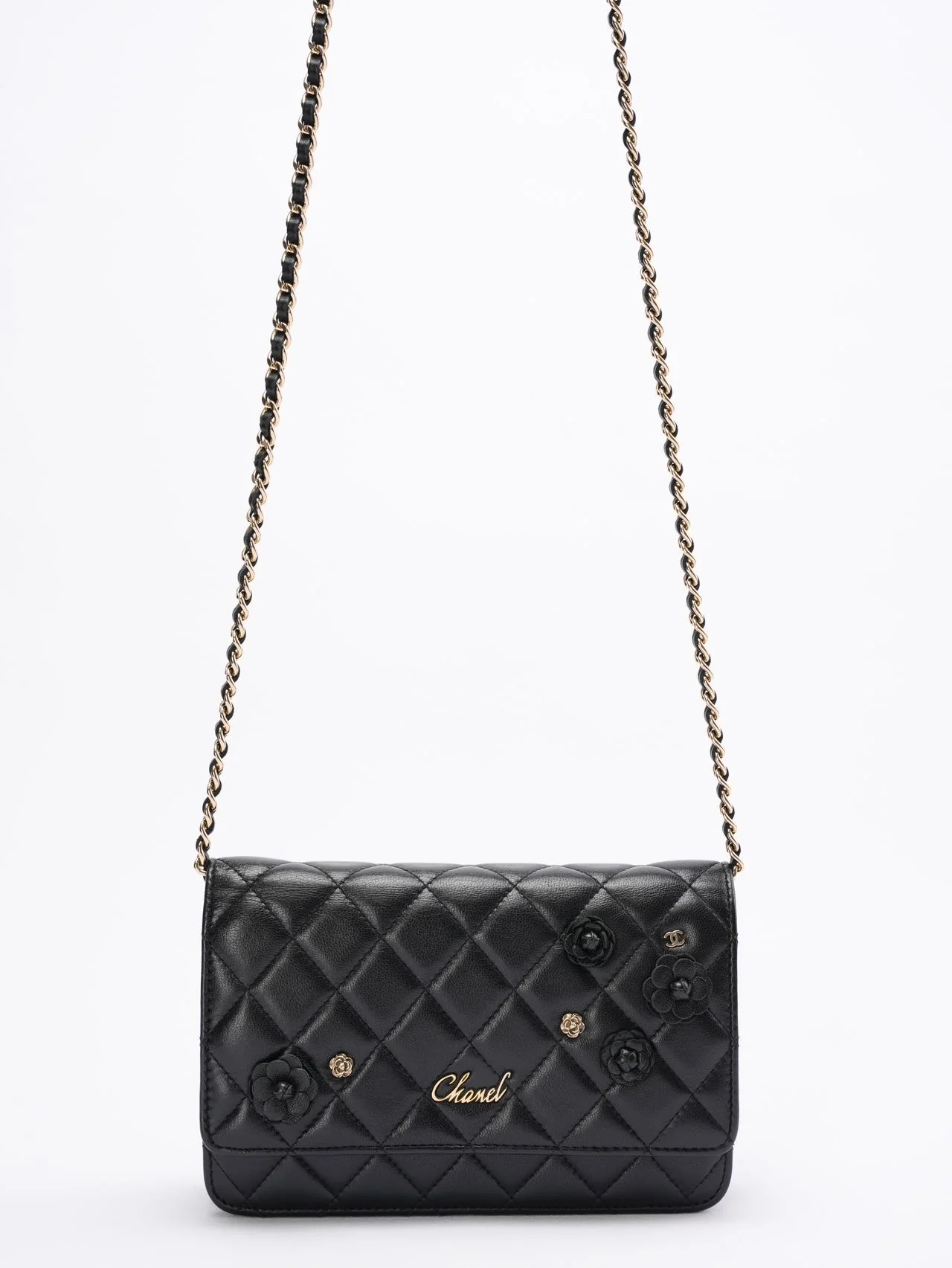 Chanel Wallet On Chain(woc) Black Camelia
