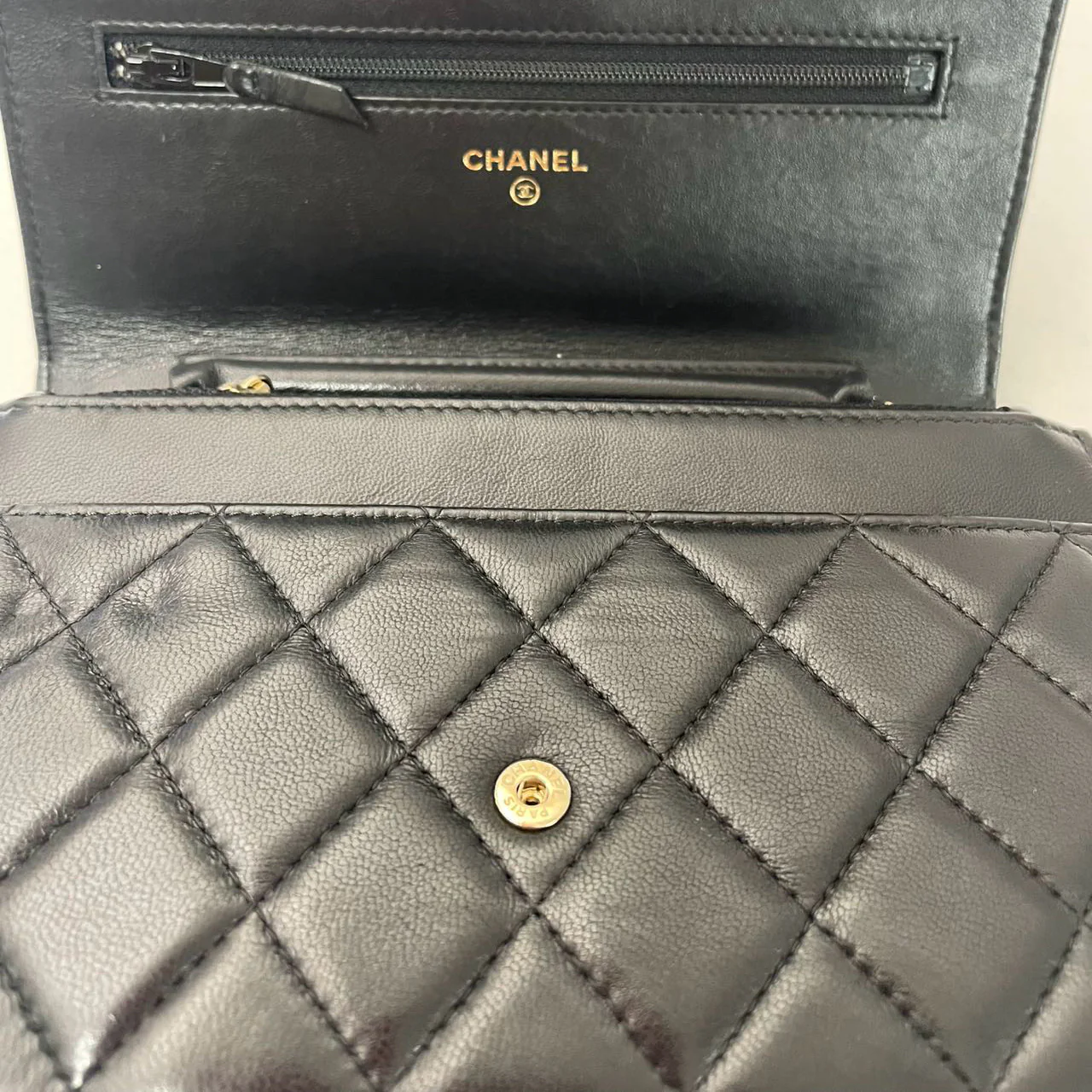 Chanel Wallet on Chain Black with Camélia Charms 2019