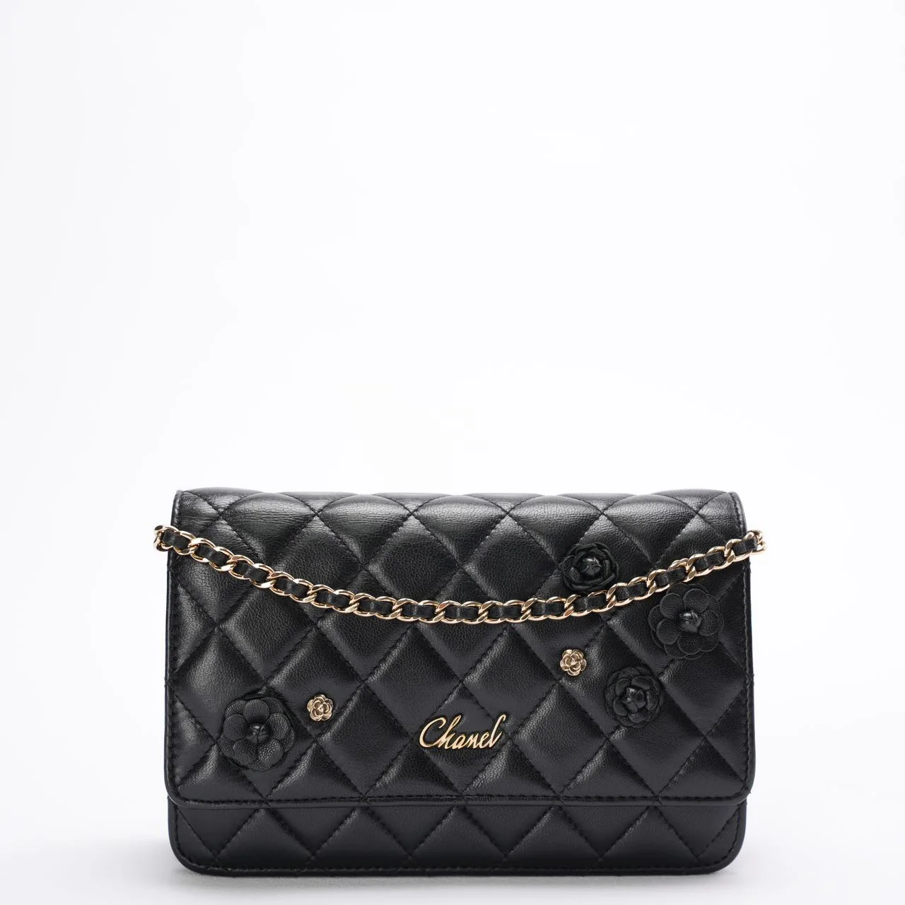 Chanel Wallet On Chain(woc) Black Camelia