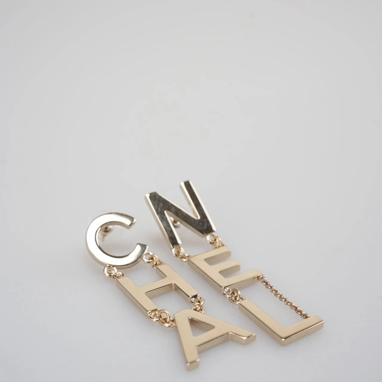 Chanel Runway Large Letter Logo Statement Earrings in Gold from 2022