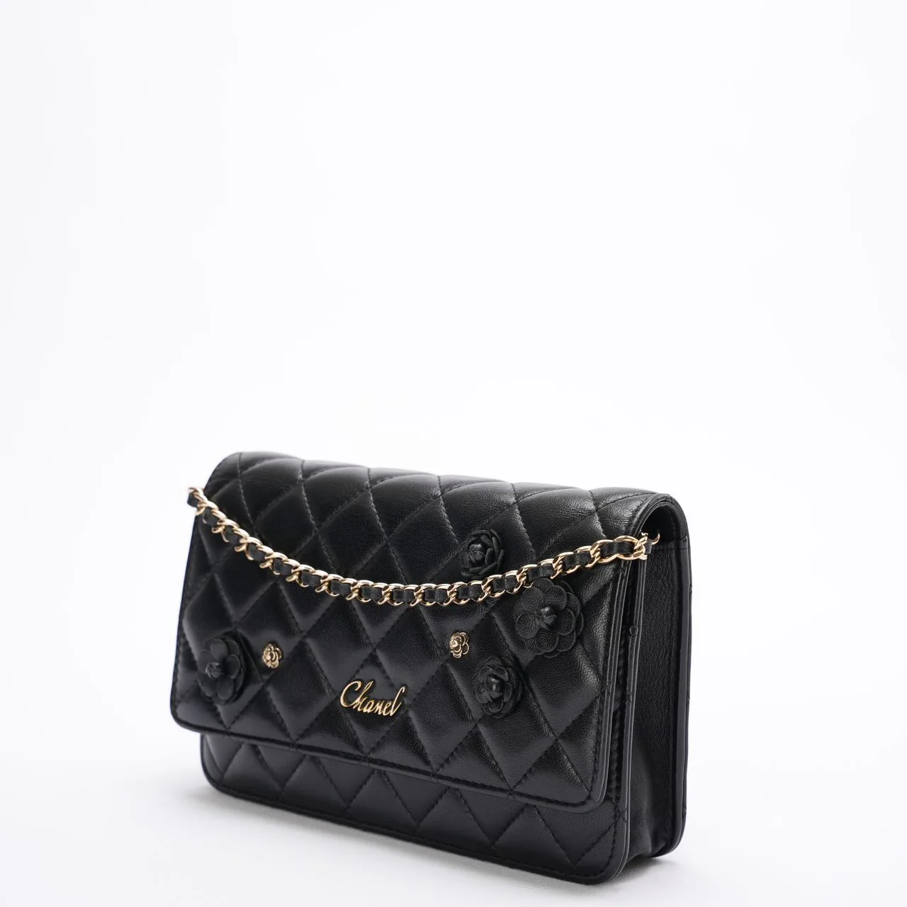Chanel Wallet On Chain(woc) Black Camelia