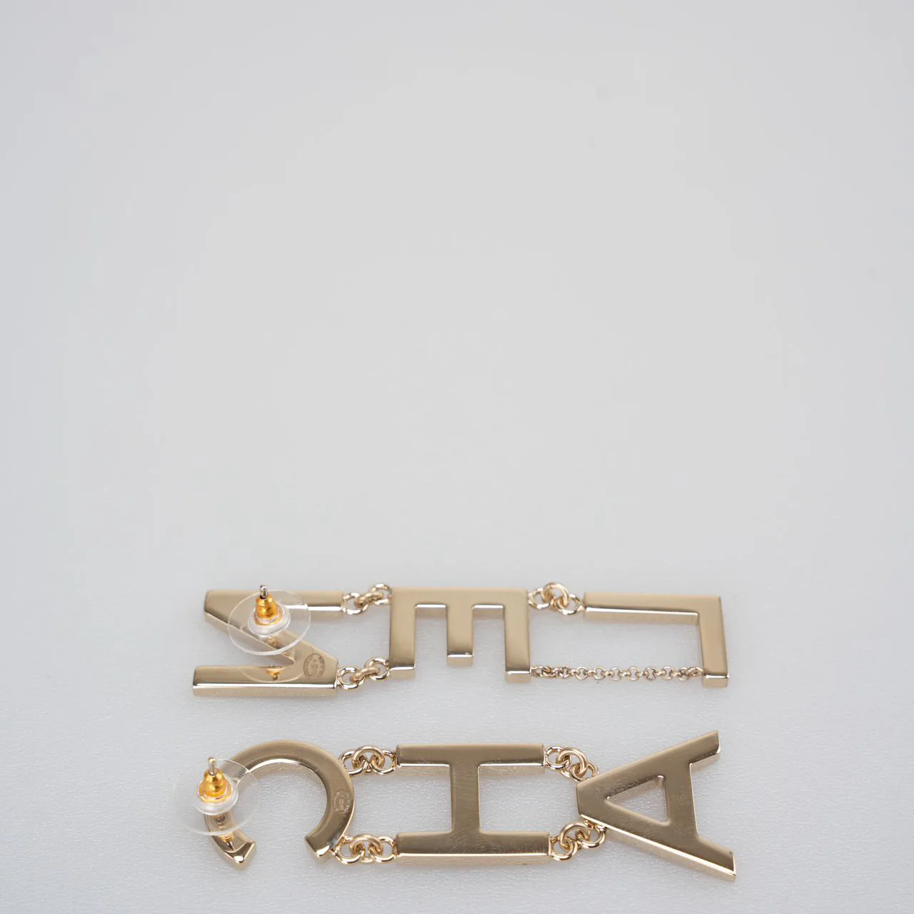 Chanel Runway Large Letter Logo Statement Earrings in Gold from 2022