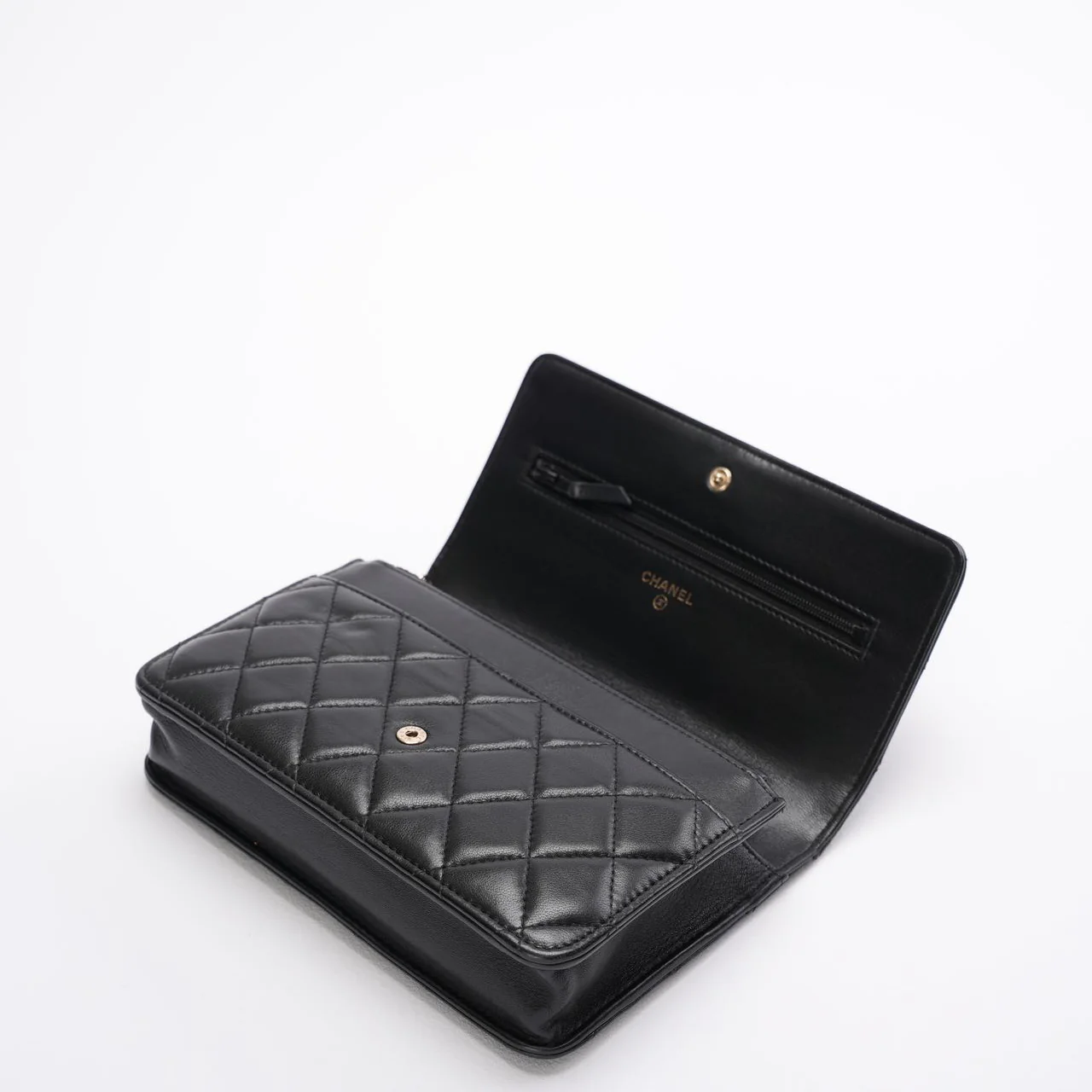 Chanel Wallet On Chain(woc) Black Camelia