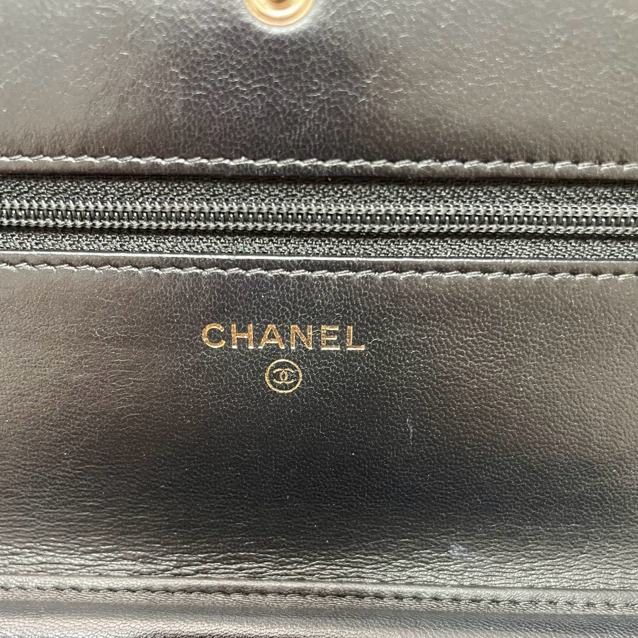 Chanel Wallet On Chain(woc) Black Camelia