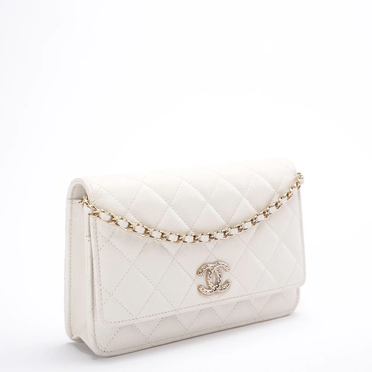 Chanel Wallet on Chain (woc) White Caviar Leather 2023