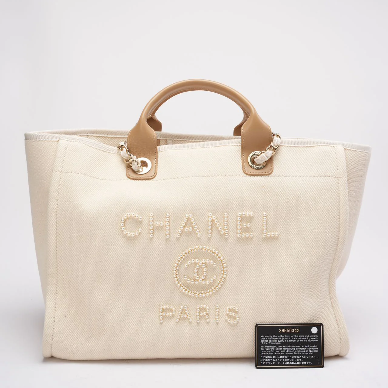 Chanel White Large Pearls Deauville Shopping Tote 2020