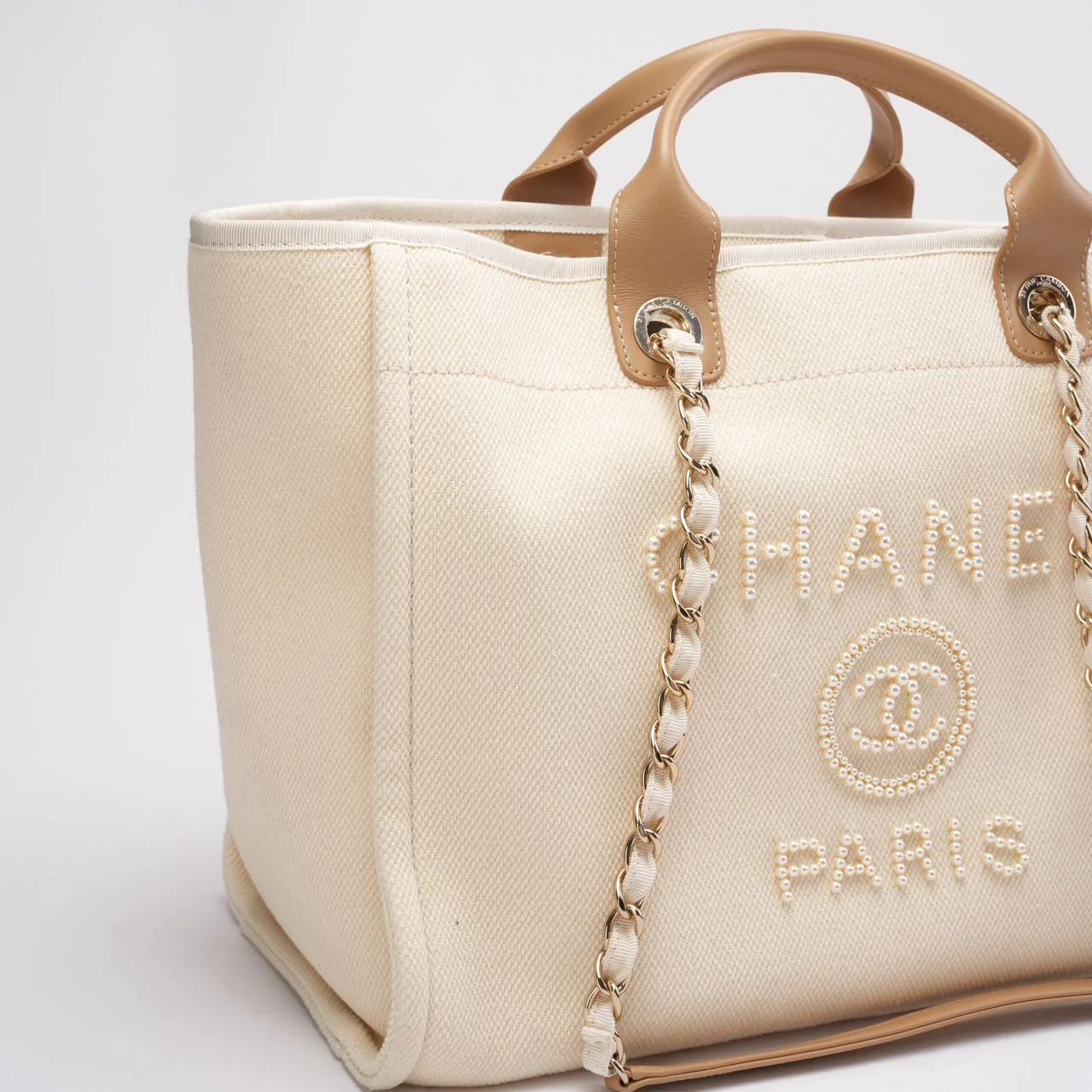 Chanel White Large Pearls Deauville Shopping Tote 2020