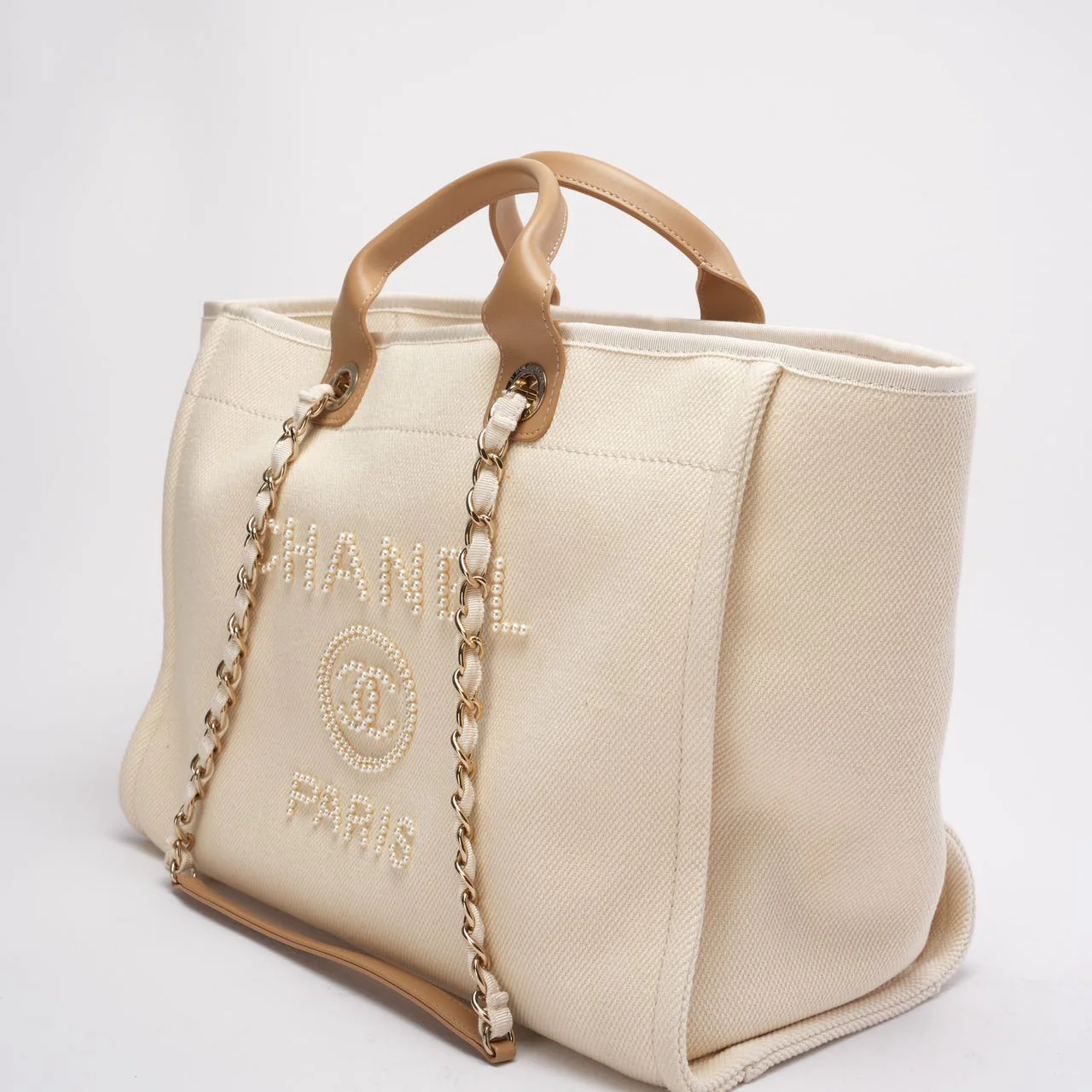 Chanel White Large Pearls Deauville Shopping Tote 2020