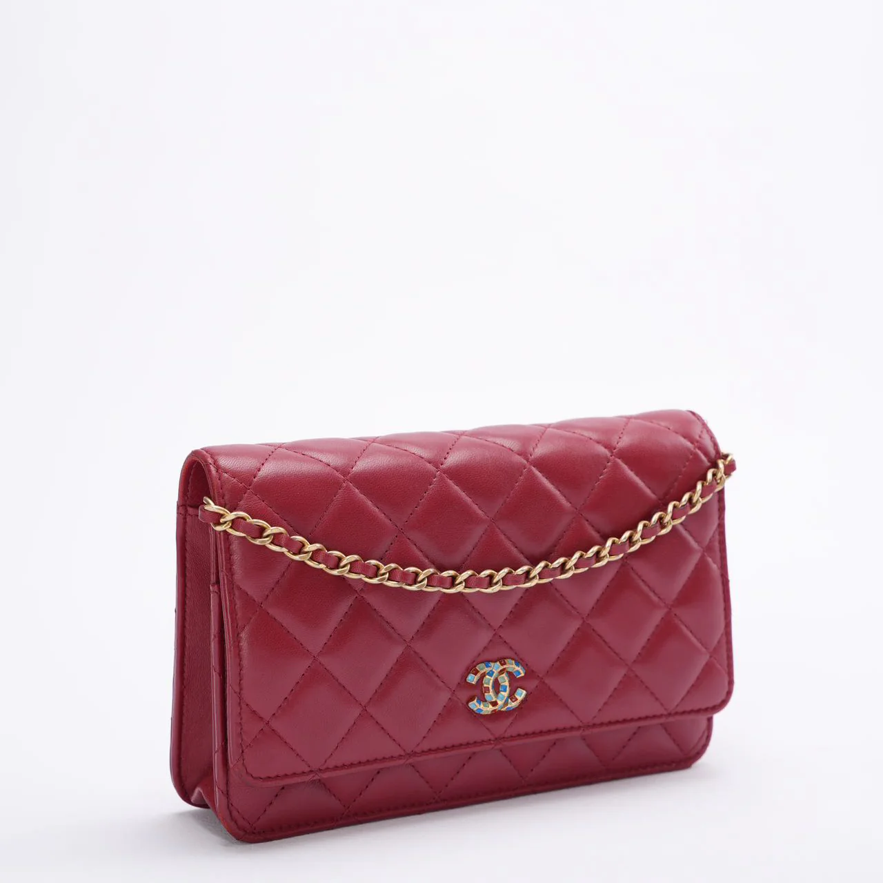 Chanel Wallet on Chain Red Enamel Buckle Classic Woc
