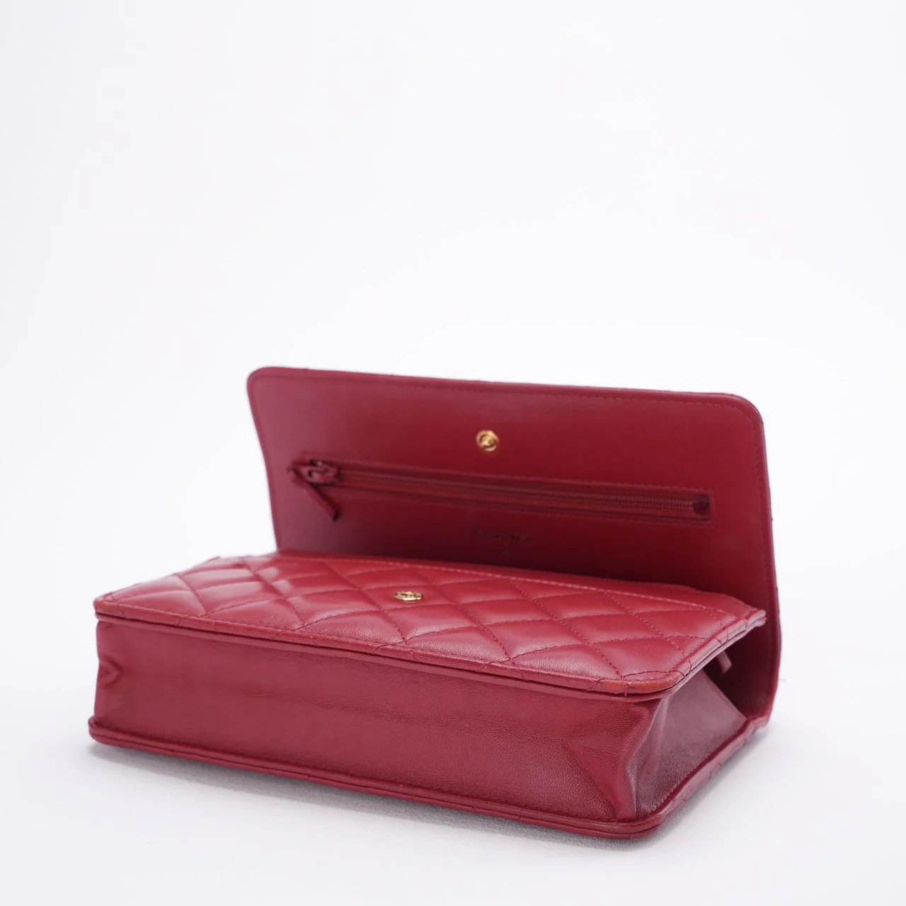 Chanel Wallet on Chain Red Enamel Buckle Classic Woc