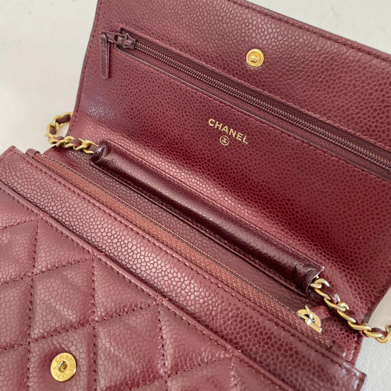 Chanel Burgundy Classic Wallet on Chain (WOC) 2016