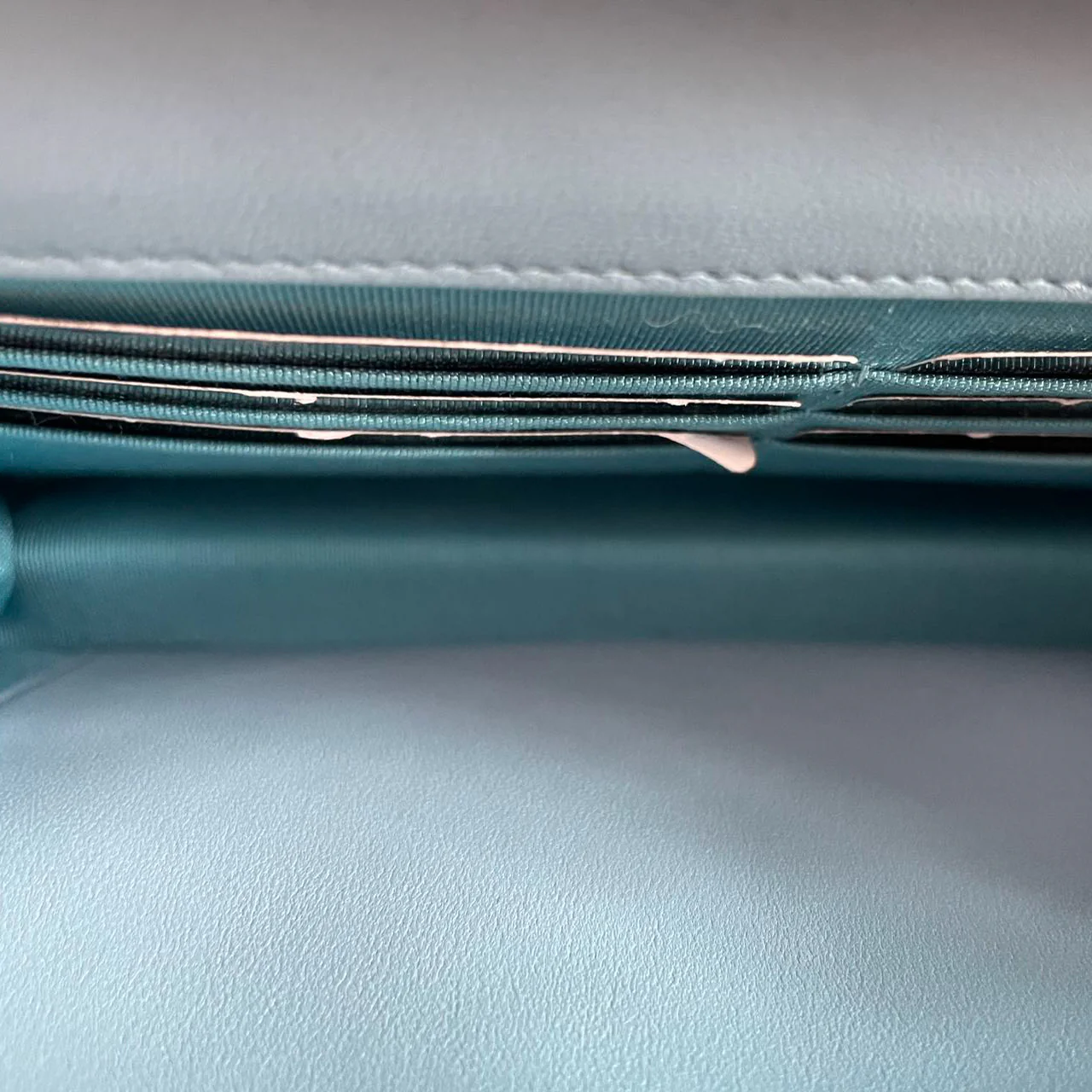 Chanel Light Blue Woc Wallet On Chain Classic Bag In Lambskin Leather With Gold Hardware