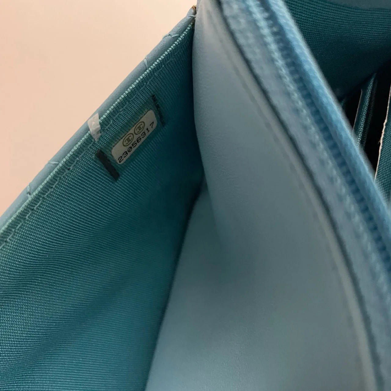 Used authentic Chanel light blue woc bag